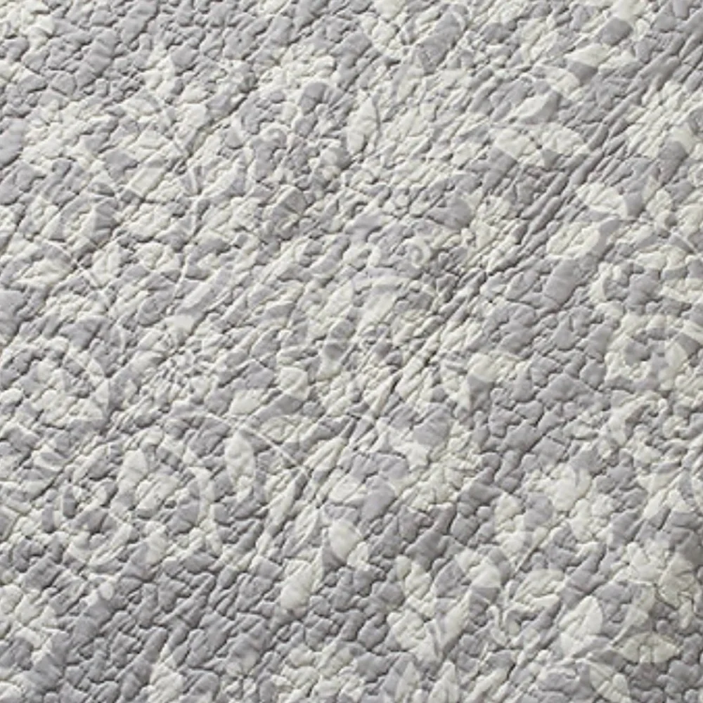 Laura Ashley Rowland Elegant Gray and White Full/Queen Quilt Set